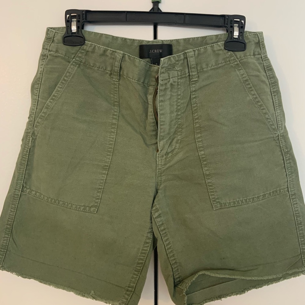 Olive J.crew cuttoff camp-style shorts
